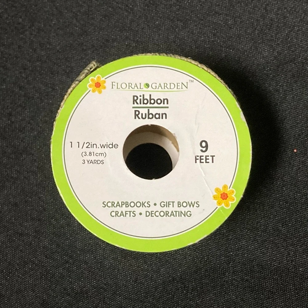 ⭐️ Floral Garden Brown Polka Dot Burlap Craft Ribbon 1.5” x 108”